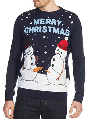 Navy Funny Snowman Christmas Jumper