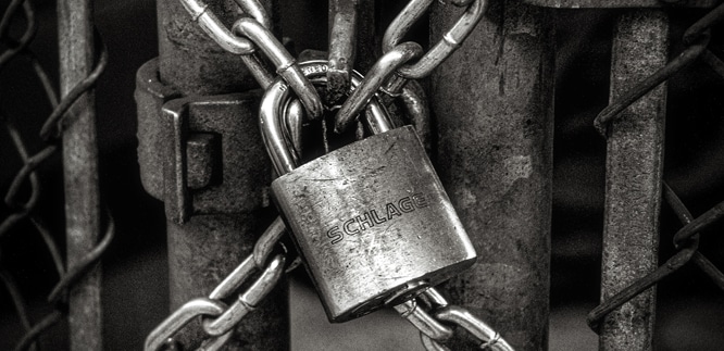 Padlock and chains