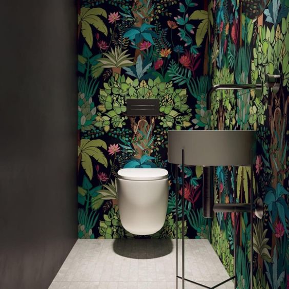 Botanical wallpaper for bathroom