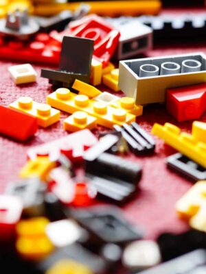 lego on red table