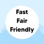 fast fair friendly poster blue