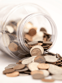 Coins in jar